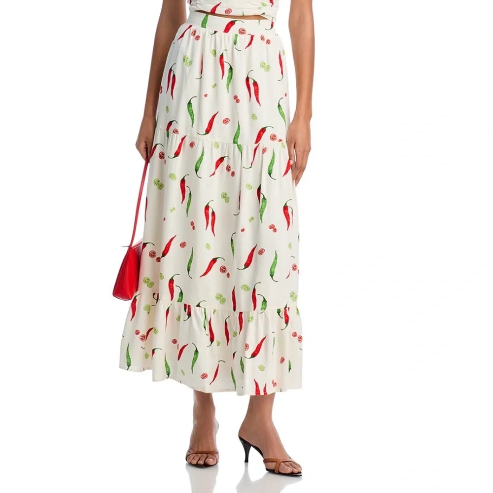 NWOT Aqua red + white chili pepper Skirt ✨🌶️ - Picture 3 of 5